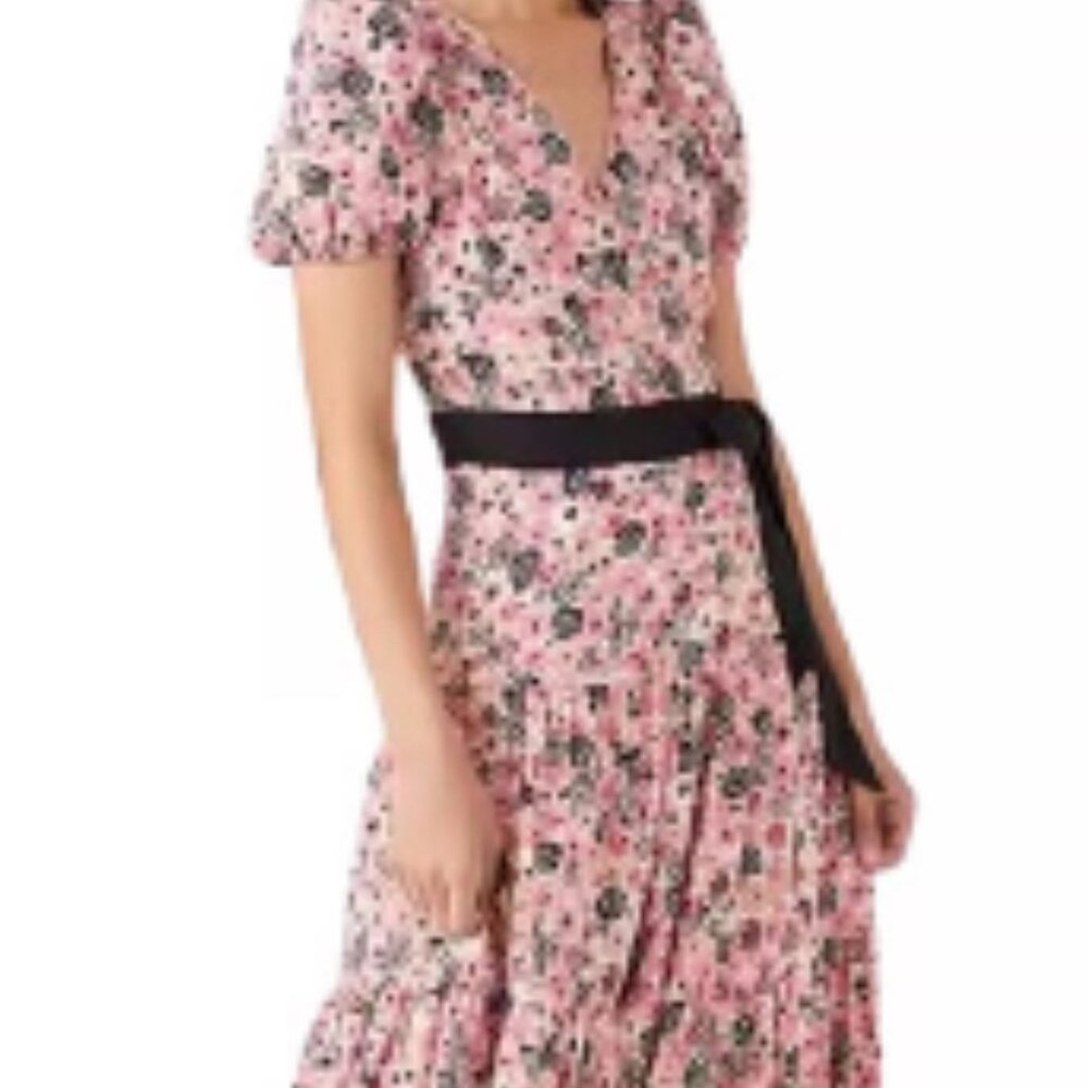 Kate Spade Pink Floral Wrap Dress Size XS